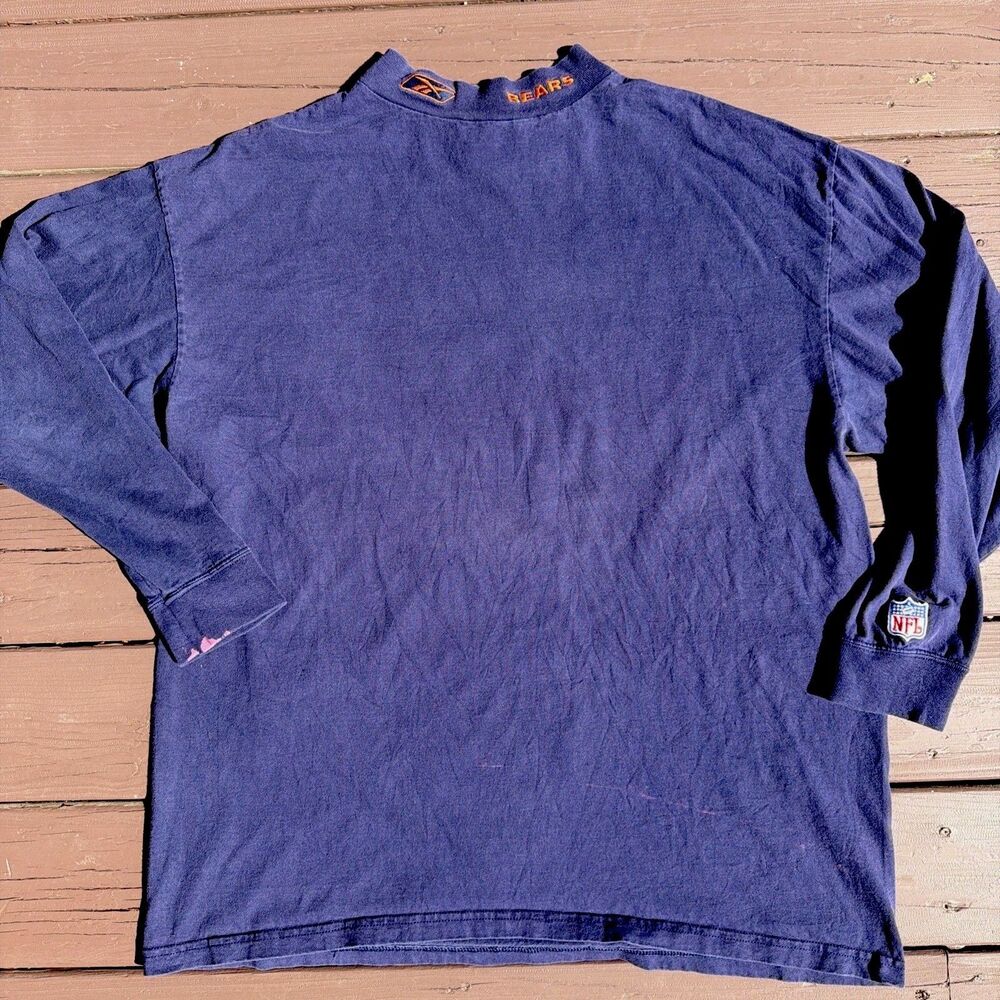 Vtg Reebok Chicago Bears Men's Turtleneck Long Sleeve Shirt Navy Blue Size XL